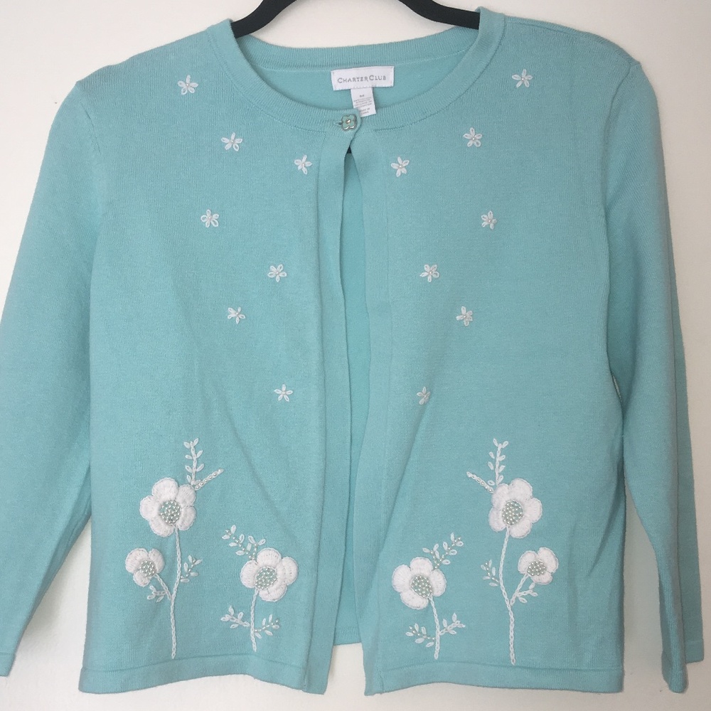 Charter Club Embellished Cardigan M
